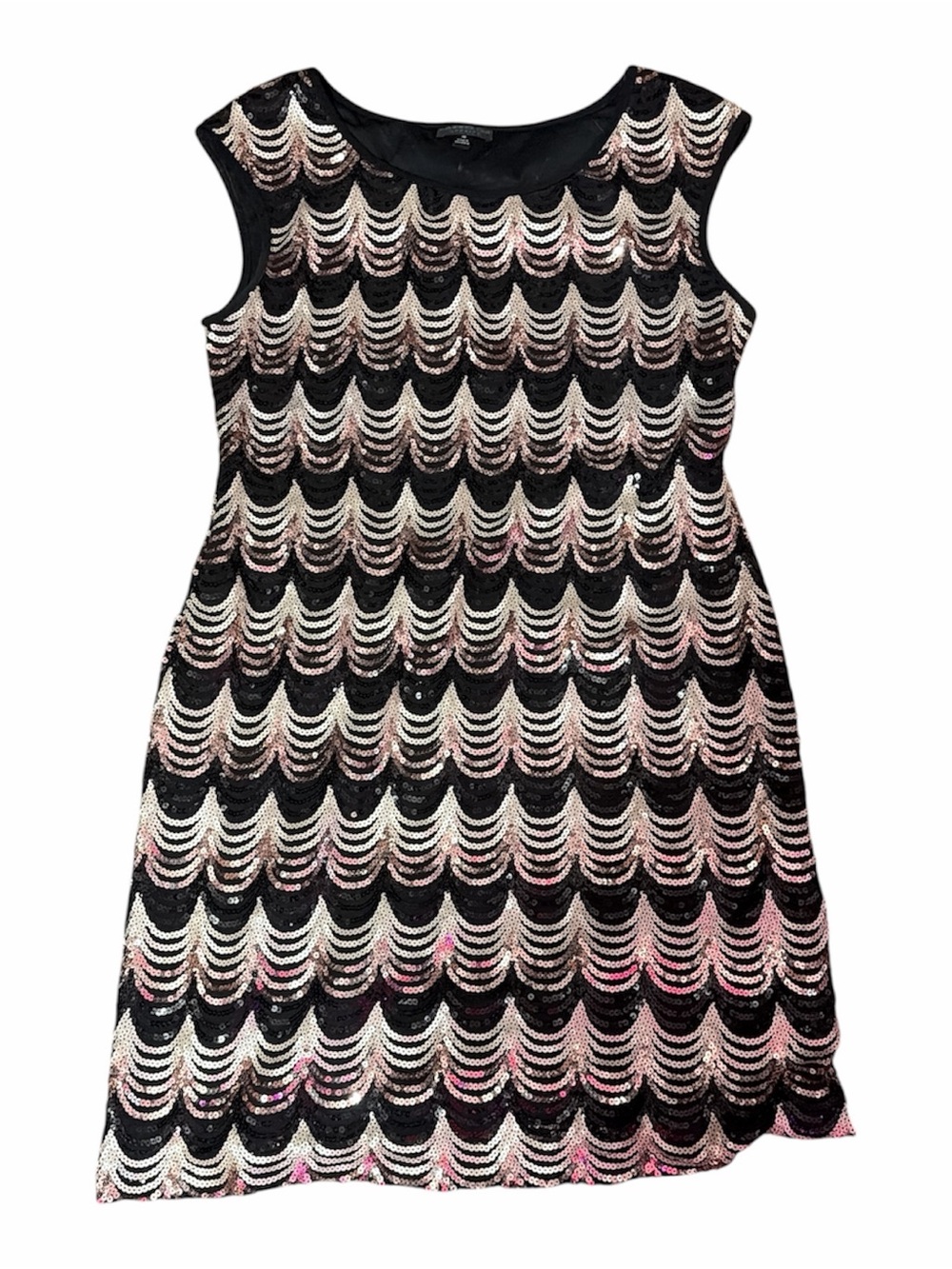 connected apparel Black Dress, silver and rose gold and Sequined Waves